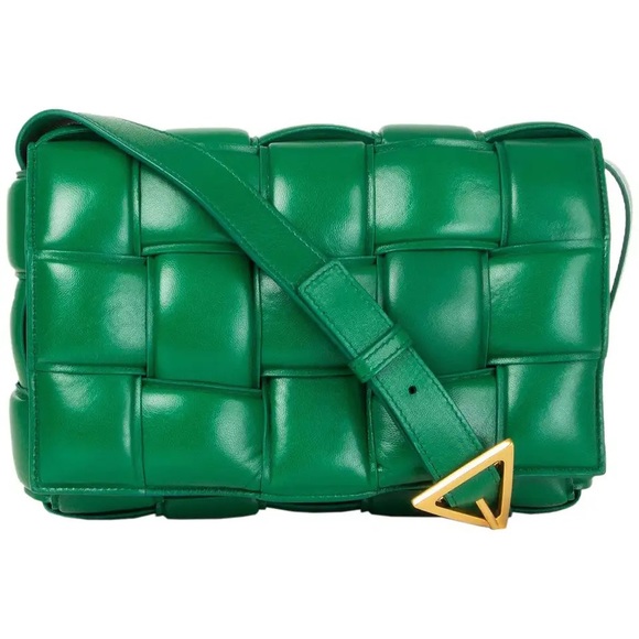 Bottega Veneta Handbags - Bottega Veneta racing green and gold small padded cassette bag